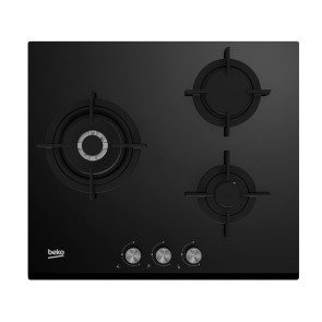 PLACA CRISTAL-GAS BEKO HISW63222SO GAS BUTANO 60CM 3 QUEMADORES NEGRA