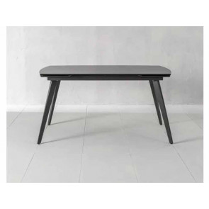 MESA EXTENSIBLE 140/200 X 90 CM NICOLAS BASE CERAMICA SOBRE VIDRIO TEMPLADO GRIS ANTRACITA Y PATAS METALICAS NEGRAS OM/356/GR STONES