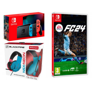 CONSOLA SWITCH NEON + FC24 SPORT + AURICULARES NINTENDO