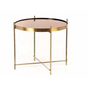 MESITA REDONDA 38 MARISSA BASE CRISTAL TEMPLADO BRONCE Y PATAS METALICAS  CO/074/MA STONES