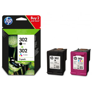 PACK 2 CARTUCHOS TINTA NEGRA/COLOR 302 (X4D37AE) HP