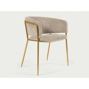 SILLA RUNNIE CHENILLA BEIGE Y ACERO CC0297BG12-1/1 KAVEHOME