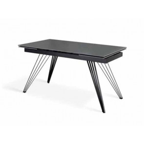 MESA EXTENSIBLE 160/240 X 90 CM MATCH 1 BASE CERAMICA GRIS Y PATAS METALICAS NEGRAS OM/435/GV STONES